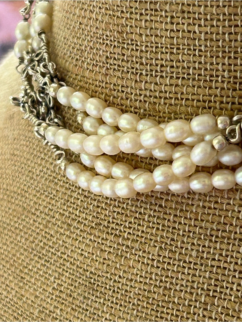 Silpada Sterling Silver flower Multi-Strand Pearl choker retired - Picture 3 of 8